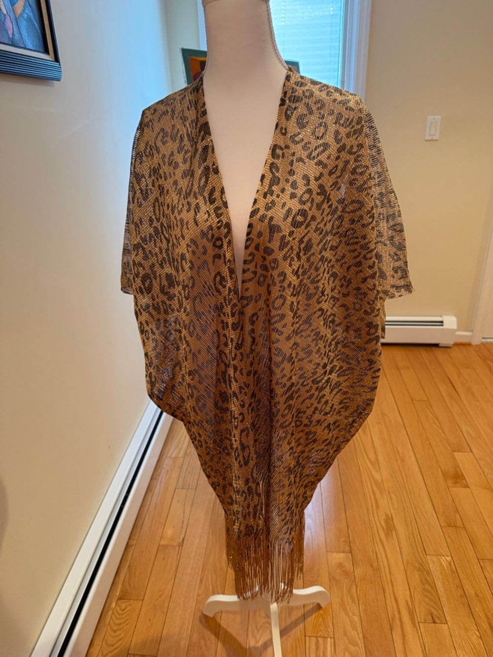 Kendall & James Evening Fringe Shawl - Tan & Black